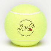Monogram Love Modern Typography Art Red Heart Tennisballen (Achterkant)