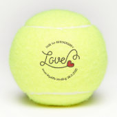 Monogram Love Modern Typography Art Red Heart Tennisballen (Voorkant)