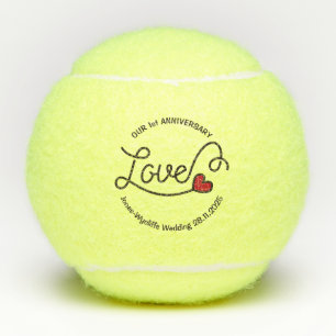 Monogram Love Modern Typography Art Red Heart Tennisballen