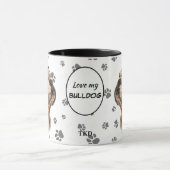 Monogram Love My Bulldog Pawprint Pattern Mok (Midden)