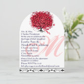 Monogram Love Tree Square Weddenschap Kaart (Staand voorkant)