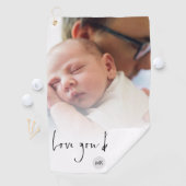 Monogram Love You Dad Script Heart Photo Overlay Golfhanddoek (Insitu)