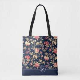 Monogram lovely Floral Shower | Canvas tas