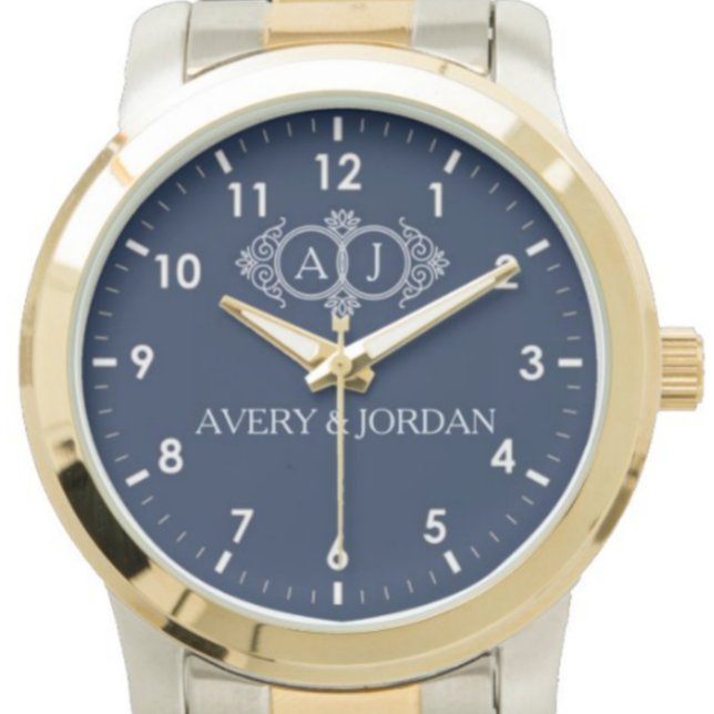 Monogram lovers bride and groom wedding gift  horloge (Creator heeft geüpload)