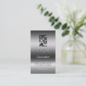 Monogram, luchtballonband, metallisch effect visitekaartje (Staand voorkant)