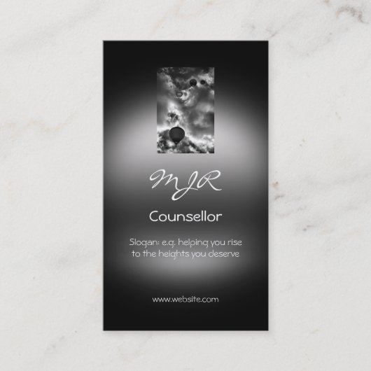 Monogram, luchtballonband, metallisch vormig visitekaartje (Voorkant)