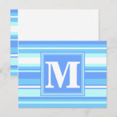 Monogram luchtblauwe strepen briefkaart (Voorkant / Achterkant)