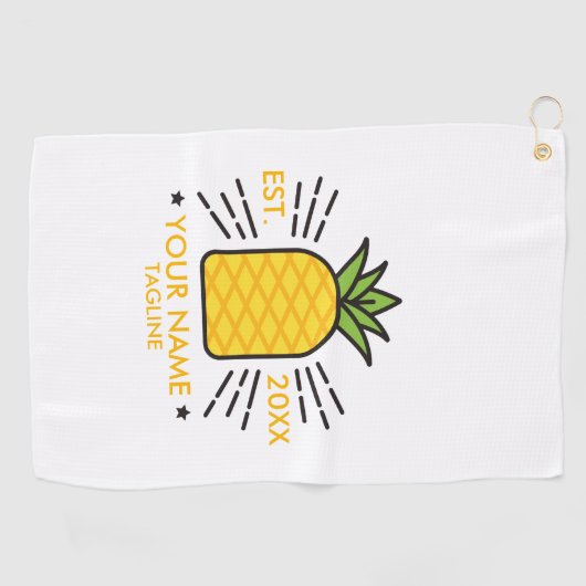  monogram luifmeelvruchtenananas golfhanddoek (Horizontaal)
