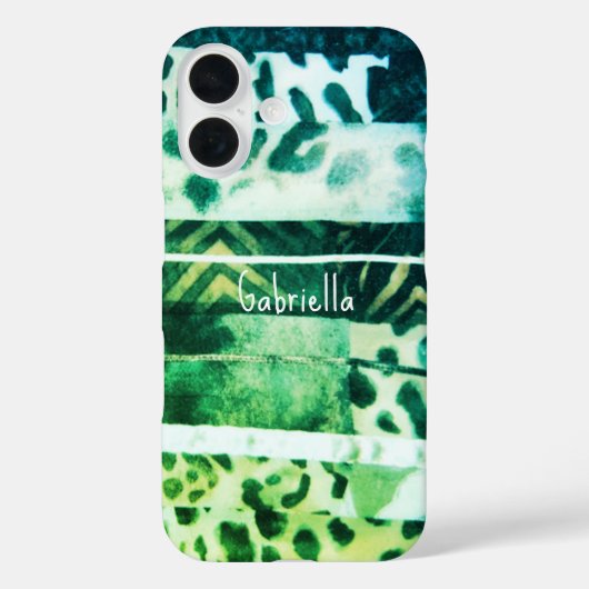 Monogram luipaard dierenprint groen blauwgroen gee Case-Mate iPhone case (Achterkant)