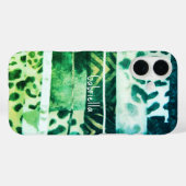 Monogram luipaard dierenprint groen blauwgroen gee Case-Mate iPhone case (Achterkant (horizontaal))