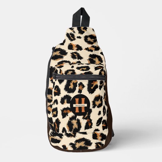 Monogram luipaard dierlijk huidpatroon sling bag (Voorkant)