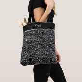 Monogram Luipaard Dierprint Zwart Zilver Grijs Tote Bag (Dichtbij)