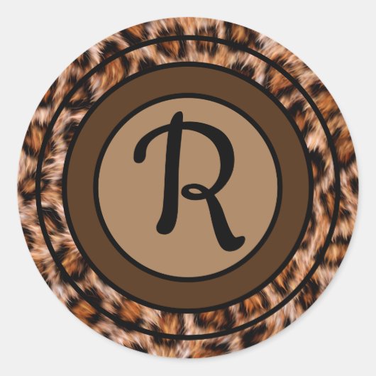 Monogram Luipaard Patroon Ronde Sticker (Voorkant)