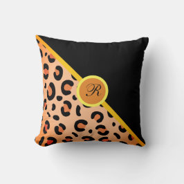 Monogram Luipaard Print Two Tone Gouden Zwart Kussen