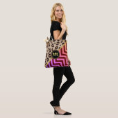 Monogram Luipaard Print Zigzag Chevron Two-Tone Tote Bag (Op model)
