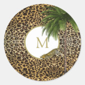 Monogram luipaard printpatroon Wild aangepast Ronde Sticker (Voorkant)