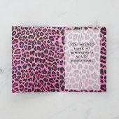 Monogram luipaard zwart-wit en warmroze afdrukken kaart (Binnen)