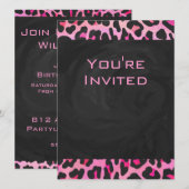 Monogram luipaard zwart-wit en warmroze afdrukken kaart (Voorkant / Achterkant)