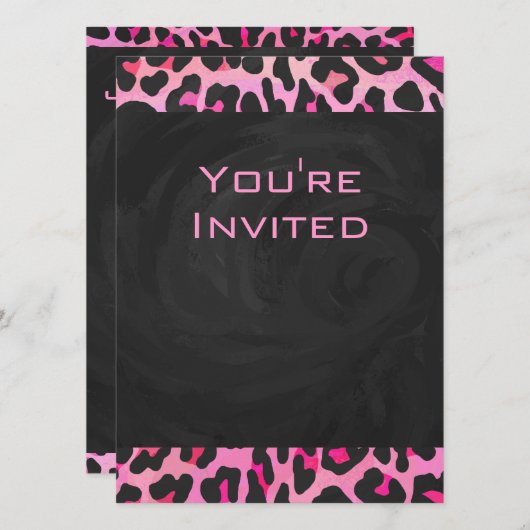 Monogram luipaard zwart-wit en warmroze afdrukken kaart (Voorkant / Achterkant)