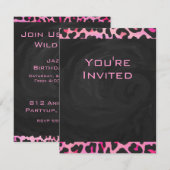 Monogram luipaard zwart-wit en warmroze afdrukken kaart (Voorkant / Achterkant)