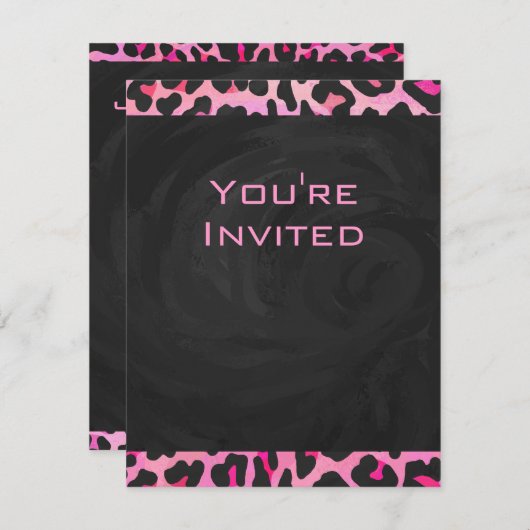 Monogram luipaard zwart-wit en warmroze afdrukken kaart (Voorkant / Achterkant)