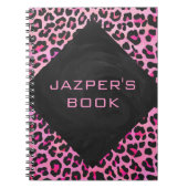 Monogram luipaard zwart-wit en warmroze afdrukken notitieboek (Voorkant)