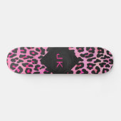 Monogram luipaard zwart-wit en warmroze afdrukken skateboard (Horizontaal)