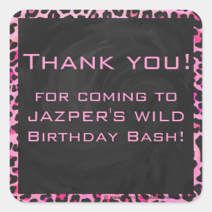 Monogram luipaard zwart-wit en warmroze afdrukken vierkante sticker