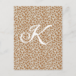 Monogram luipaardhuid lichtbruin patroon naam laat briefkaart