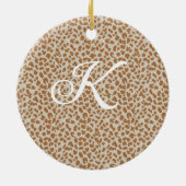 Monogram luipaardhuid lichtbruin patroon naam laat keramisch ornament (Achterkant)