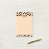 Monogram Luipaardprint Modern Bruin Zwart Dier Post-it® Notes (Op bureau)