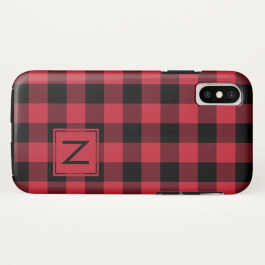 Monogram Lumberjack Red Black Buffalo Case-Mate iPhone Case (Achterkant (horizontaal))