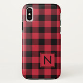 Monogram Lumberjack Red Black Buffalo Case-Mate iPhone Case (Achterkant)