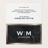 Monogram | Lux Black Marble Visitekaartje (Buitenkant ongevouwen)