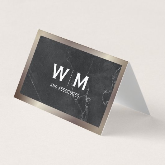 Monogram | Lux Black Marble Visitekaartje (Voorkant)