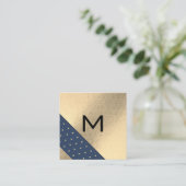 Monogram | Lux Gold Shimmer Geometric Vierkante Visitekaartje (Staand voorkant)