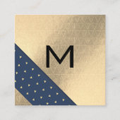Monogram | Lux Gold Shimmer Geometric Vierkante Visitekaartje (Voorkant)