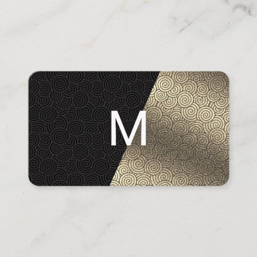 Monogram Lux Goud Swirl Visitekaartje (Voorkant)