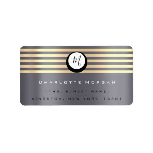 Monogram Lux Grijs Champaigne Goud RSVP Strepen Etiket