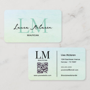 Monogram Luxe Aesthetics Mint Pastel QR Code is al Visitekaartje