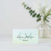 Monogram Luxe Aesthetics Mint Pastel QR Code is al Visitekaartje (Staand voorkant)