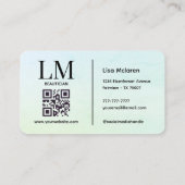 Monogram Luxe Aesthetics Mint Pastel QR Code is al Visitekaartje (Achterkant)