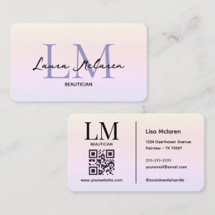 Monogram Luxe Aesthetics Pastel Tinten QR Code Visitekaartje