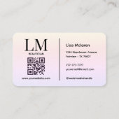 Monogram Luxe Aesthetics Pastel Tinten QR Code Visitekaartje (Achterkant)
