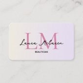 Monogram Luxe Aesthetics Roze Pastels QR Code Visitekaartje (Voorkant)