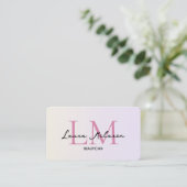 Monogram Luxe Aesthetics Roze Pastels QR Code Visitekaartje (Staand voorkant)