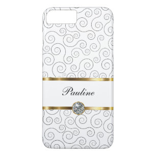 Monogram Luxe Bling Style iPhone 8/7 Plus Hoesje