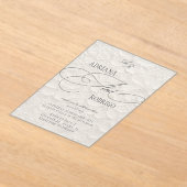 Monogram Luxe Bloem Huwelijk Acryl Uitnodigingen (Laagn)
