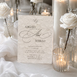 Monogram Luxe Bloem Huwelijk Kaart