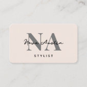 Monogram Luxe Esthetische Blush Roze QR Code Visitekaartje (Voorkant)